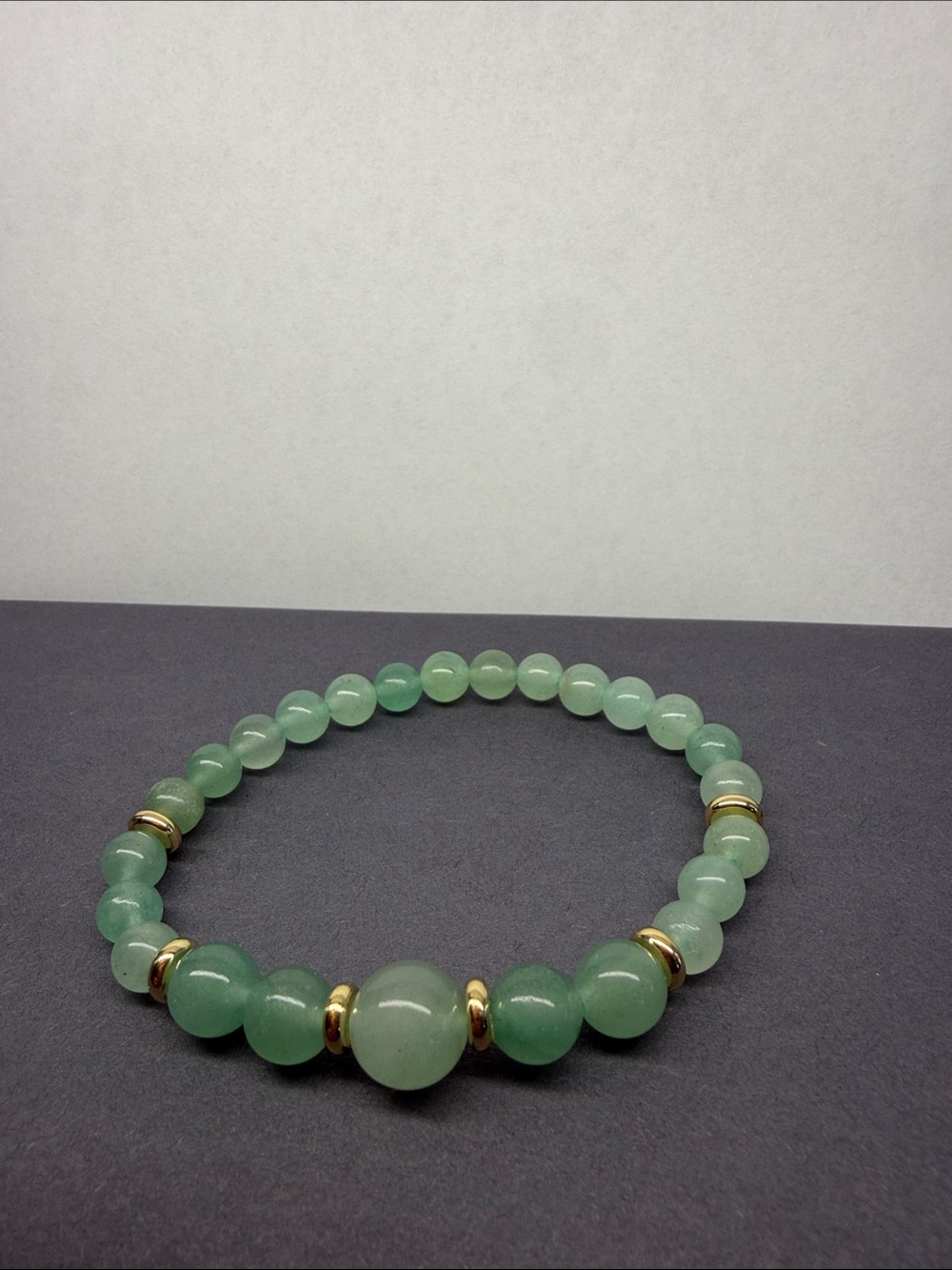 Serene Green Adventurine Bracelet with Gold Accents - 7”